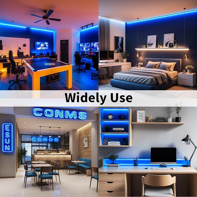 iNextStation 24V Blue LED Strip Light, 32.8ft/10M LED Tape Light SMD2835 600 LEDs Flexible Cuttable LED Light for Bedroom Kitchen Cabinet Bar Festival Home Indoor Decor (No Plug)