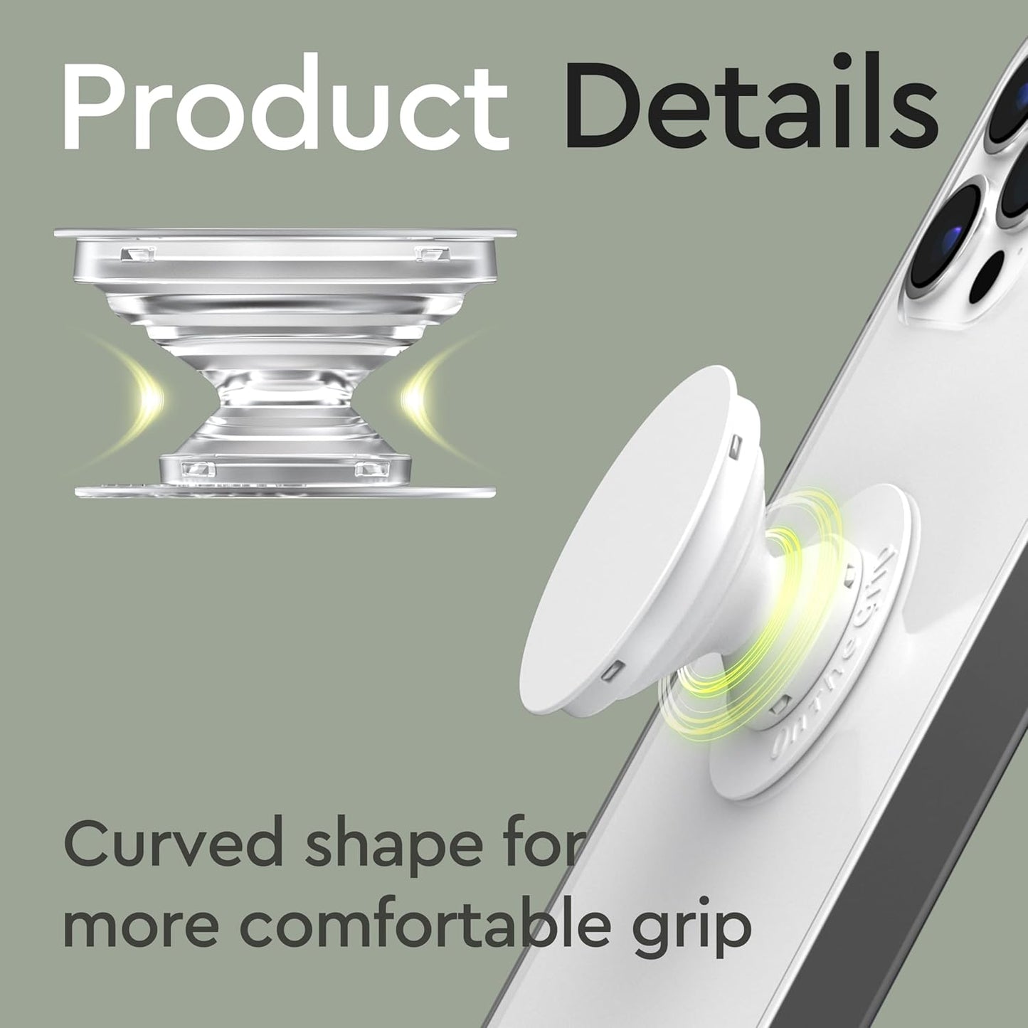 OnTheGrip Cute Natural Seashell Design Heart Shape Mobile Phone Grip Stand for Smartphone, Crème