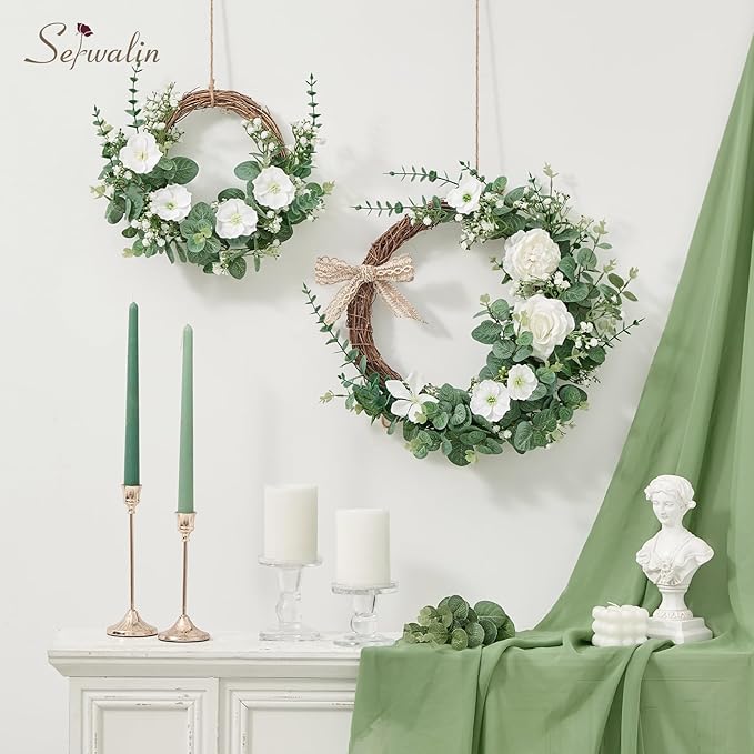 Serwalin 25 Pcs Mixed Artificial Eucalyptus Stems,Babys Breath Artificial Flowers Bulk with Faux Eucalyptus Leaves Greenery Stems for Wedding DIY Bouquets Floral Arrangement Home Decor