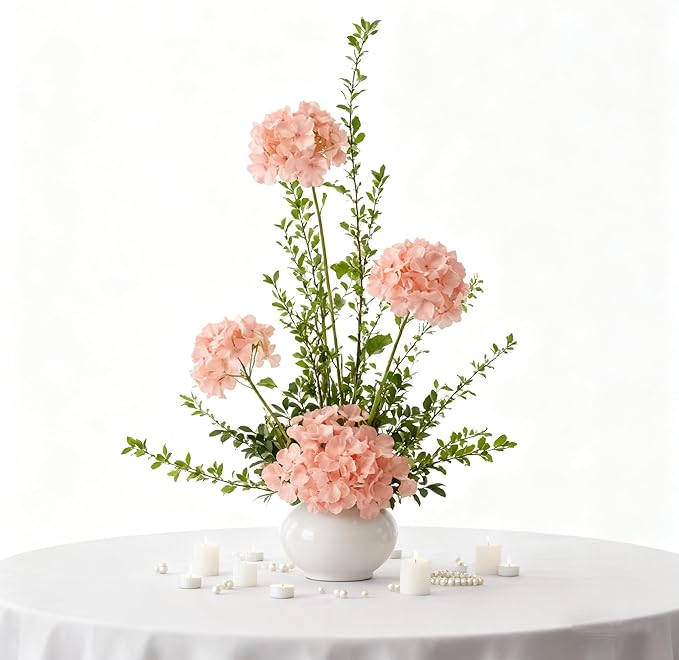 100PCS Artificial Hydrangea Flowers, Fake Flowers Silk Hydrangea Full Flowers Heads with Stems for Wedding Home Party Shop Baby Shower Decor (Xiangfei Pink)