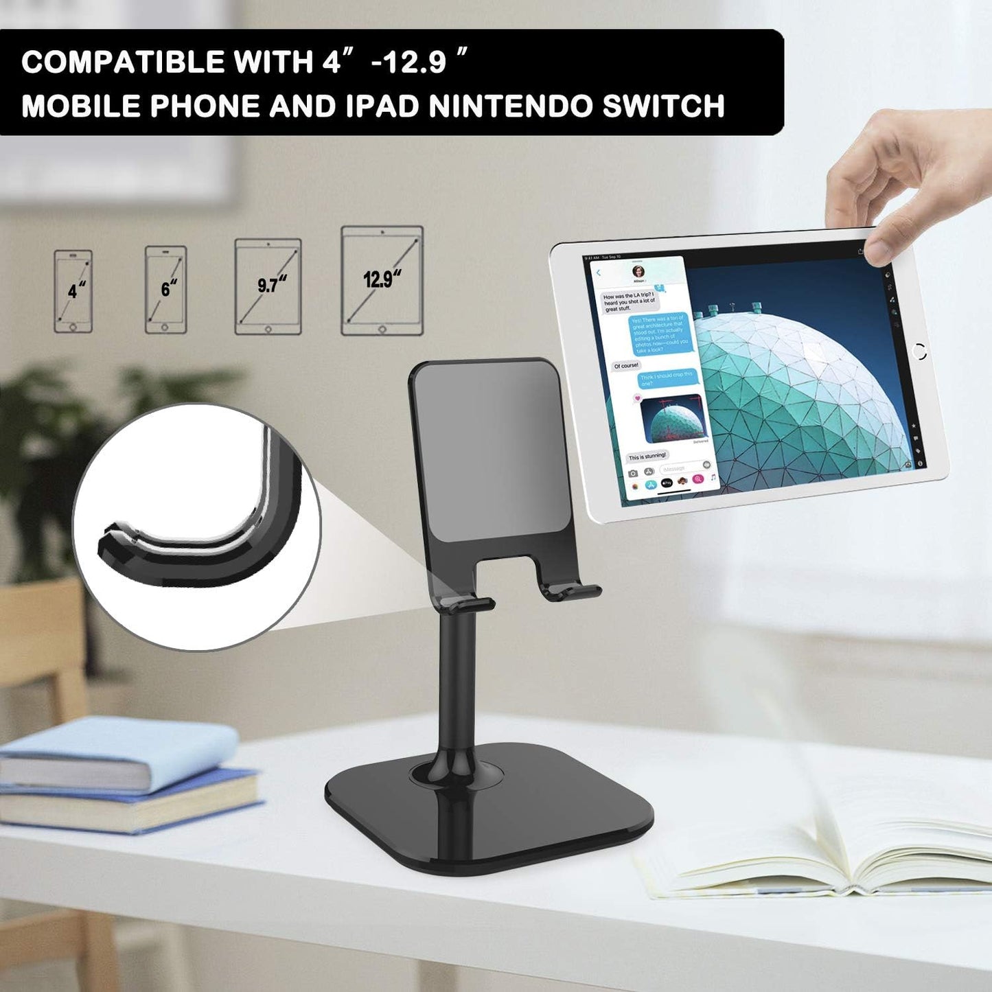 Doboli Cell Phone Stand, Phone Stand for Desk, Phone Holder Stand Compatible with iPhone and All Mobile Phones Tablet