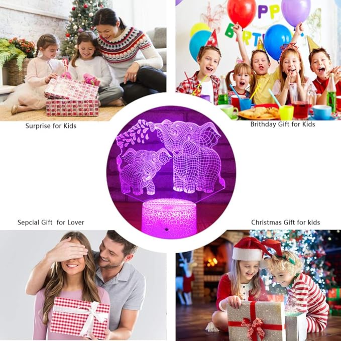 Elephant 3D Night Light for Kids 3D Lamp with 16 Colors Changing Remote Control Elephant Toys 10 9 3 5 2 8 1 7 6 4 Year Old Girls Women Baby Boys Gifts