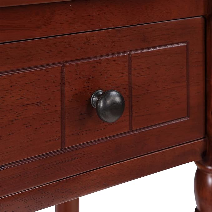 Convenience Concepts French Country Khloe 1 Drawer Accent End Table 14" - Traditional Farmhouse Side Table with Storage Drawer and Shelf for Living Room, Mahogany