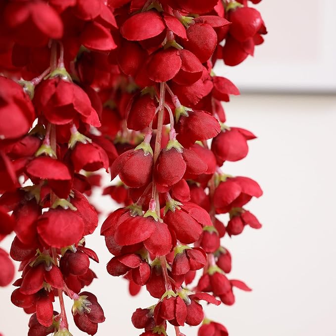 mizii 6Pcs Burgundy Wisteria Hanging Flowers 48" Silk Wisteria Artificial Flowers Garland Vines Fake Hanging Flowers Decoration for Wedding Flower Wall Backdrop Centerpieces Room Decor (Burgundy)