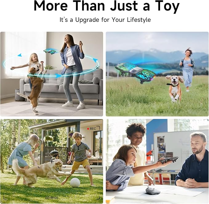 UranHub Drones for Kids 8-12, RC Drone with 720P HD FPV Camera,5 Lighting Modes/2 Batteries/3D Flip/3-Speed/Propeller Protection Cover, Cool Toys Gift for Kids and Beginners(Dark Brown)