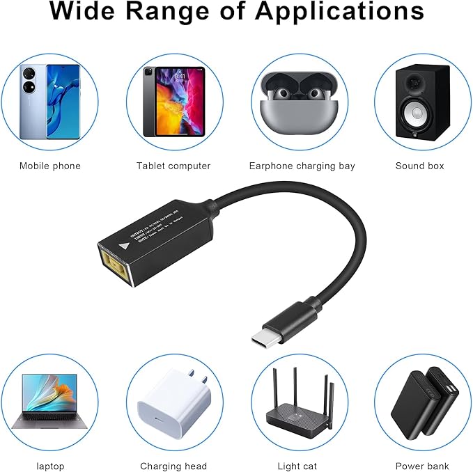 PD65W Lenovo thinkpad Square Mouth DC 11x4.5mm Adapter to USB-C Charging Cable Female to Type-C Charger Power Adapter Cable for Laptops,Mobile Phones,Tablets, Rechargeables,etc
