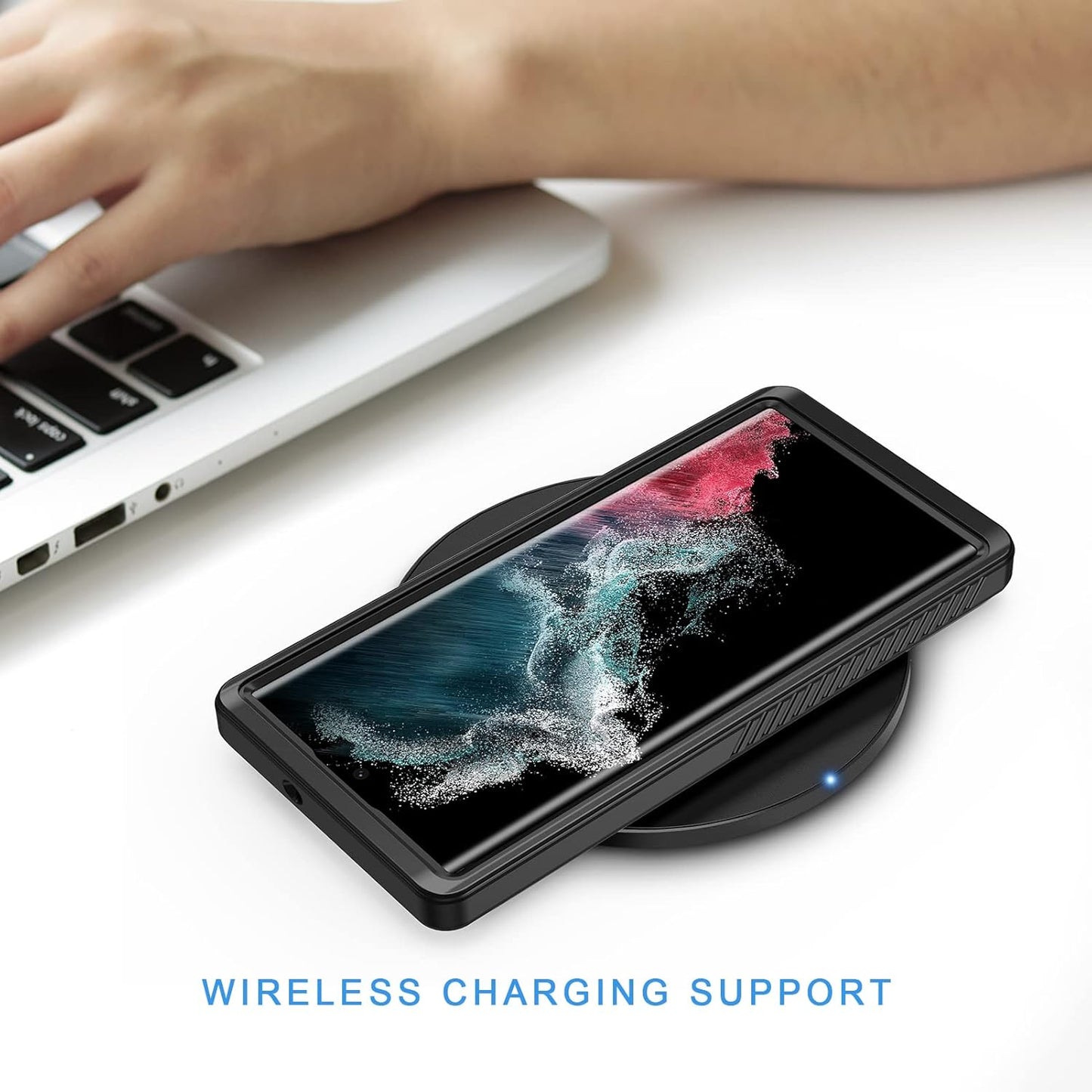 Lanhiem IP68 Waterproof Dustproof Case for Samsung Galaxy S22 Ultra, Built-in Screen Protector, Heavy Duty (Black/Clear)