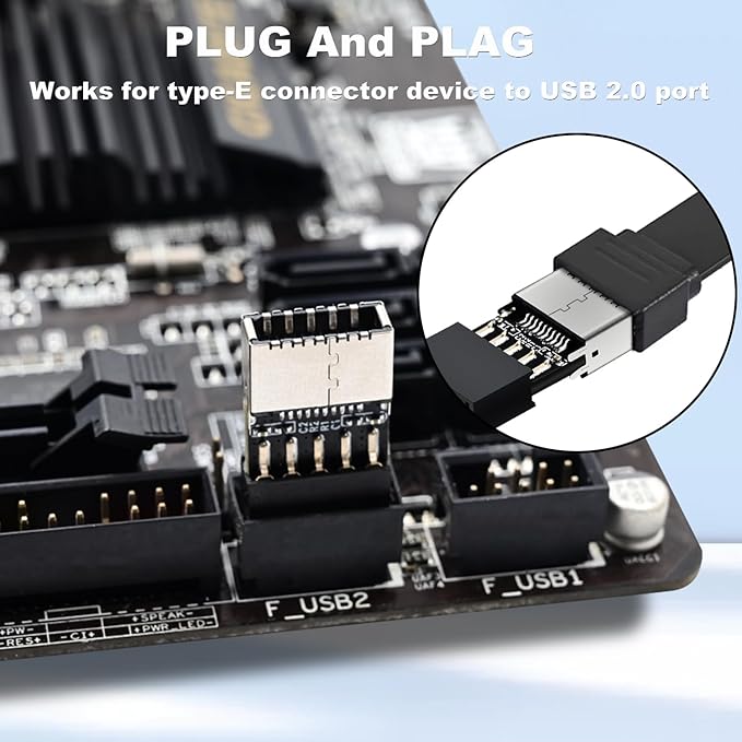 COMeap USB 2.0 to USB 3.2 Gen 1 Header Adapter for Mainboard with Type E Key-A Female Front Panel Socket to 9 Pin Header Internal Conversion Adapter