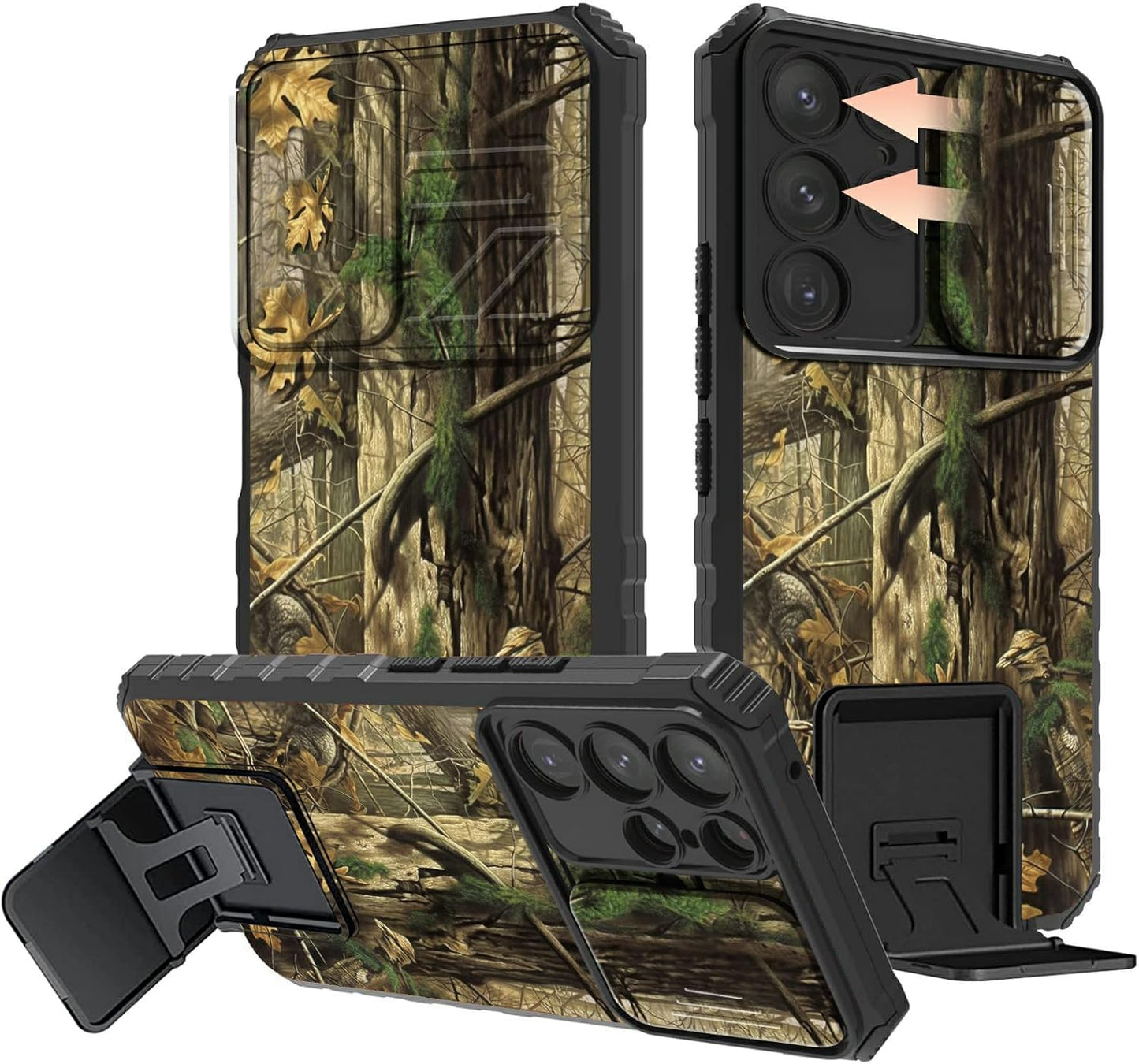 Rossy for Samsung Galaxy S23 Ultra Case, Dual Layer Hybrid Shockproof Protective Case with Slide Camera Cover