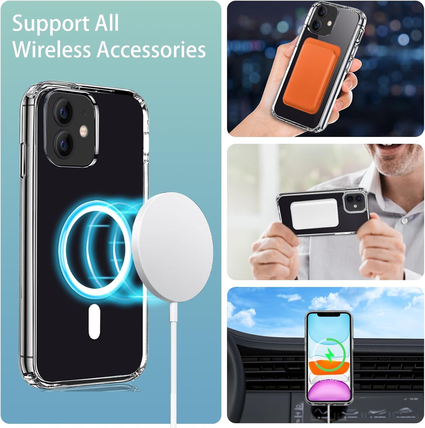 Magnetic Case for iPhone 11, Compatible with MagSafe Wireless Charging, Transparent Anti-Scratch Shockproof Cover