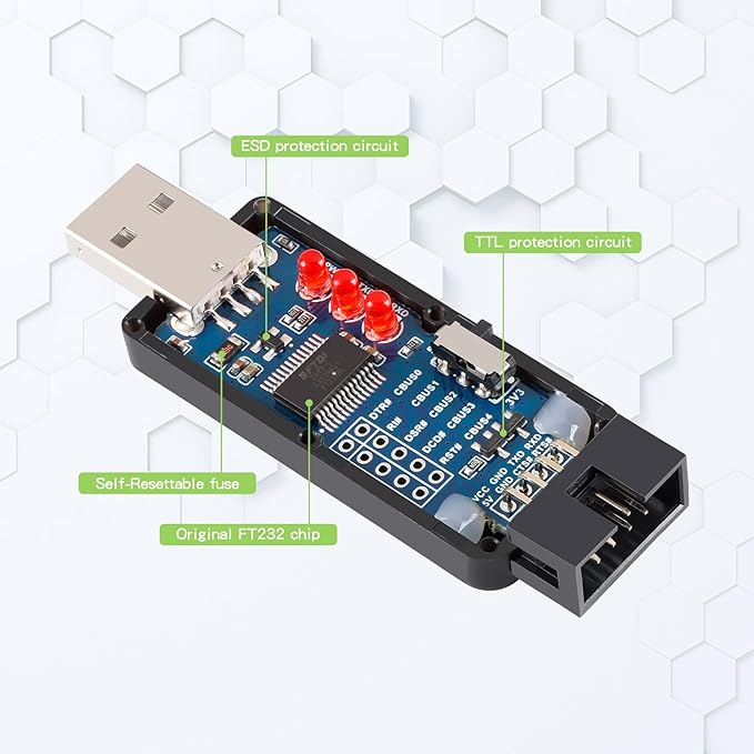 Industrial USB to Serial Adapter UART Serial Adapter FT232RL Serial to USB Converter USB to TTL Adapter Port Module Support Multi Systems and Multi Protection Circuits with Shell