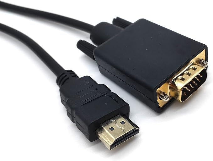 Halokny HDMI to VGA Adapter Cable, 6ft/1.8m Gold-Plated 1080P HDMI Male to VGA Male Active Video Converter Cord Support Notebook PC DVD Player Laptop HDTV to D-SUB HD 15 Pin VGA Monitors Projector