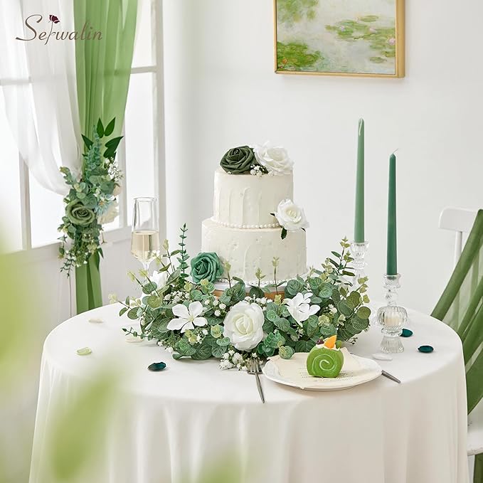 Serwalin 25 Pcs Mixed Artificial Eucalyptus Stems,Babys Breath Artificial Flowers Bulk with Faux Eucalyptus Leaves Greenery Stems for Wedding DIY Bouquets Floral Arrangement Home Decor