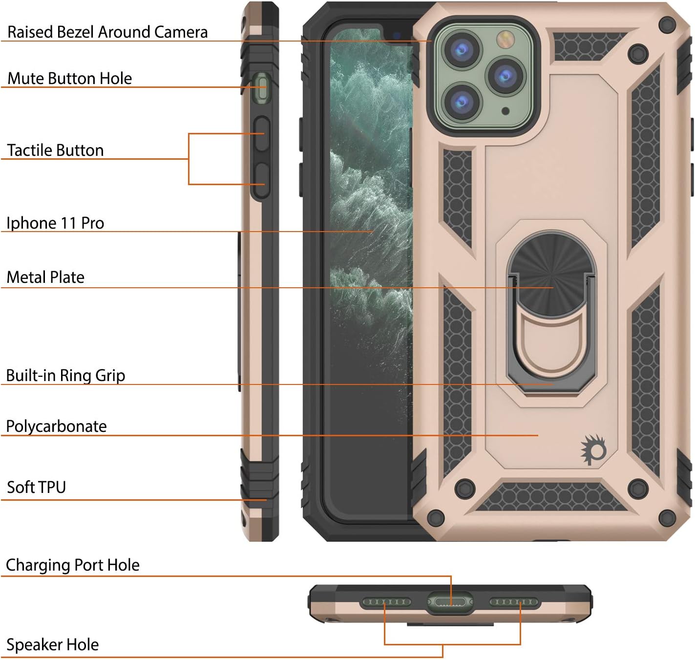 Punkcase ArmorShield Series Case for iPhone 11 Pro, Military Style Protective Dual Layer with Kickstand