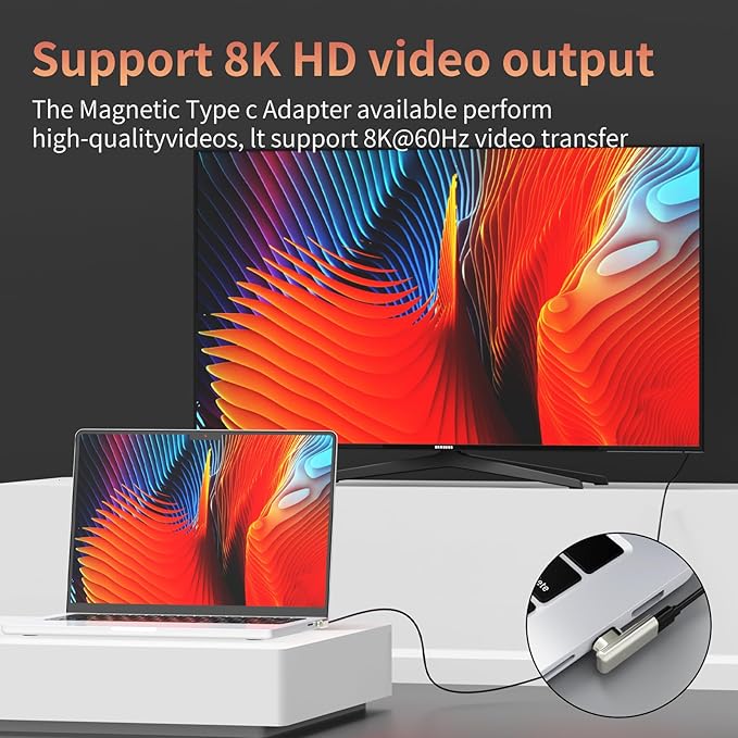240W USB C Magnetic Adapter, Right Angle 90 Degree USB-C Male to Female Connector, 40Gbps Data Transfer, 4K Video Output, Right Angle USBC Adapter for MacBook Pro/Air, Steam Deck, PS5