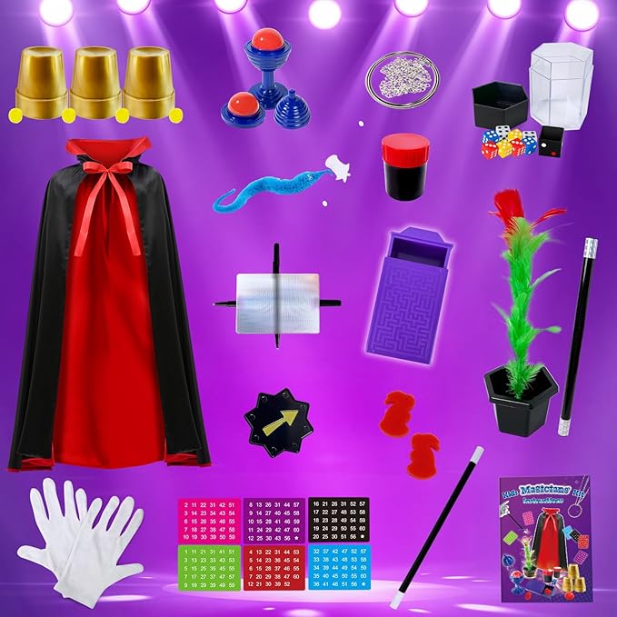Magic Kit, Magic Tricks with Magician Costume for Kids, Magic Set for Kids Ages 6 7 8 9 10 11 12 Year Old
