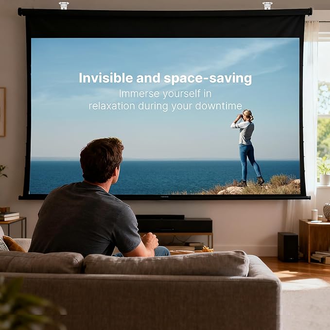 Universal Projector Screen Mount Bracket,Adjustable Wall & Ceiling L-Brackets with Closed Hooks,1.4"–4" Extension,66 lbs Capacity,Includes Full Hardware for Home Theater & Outdoor Screens,Clear