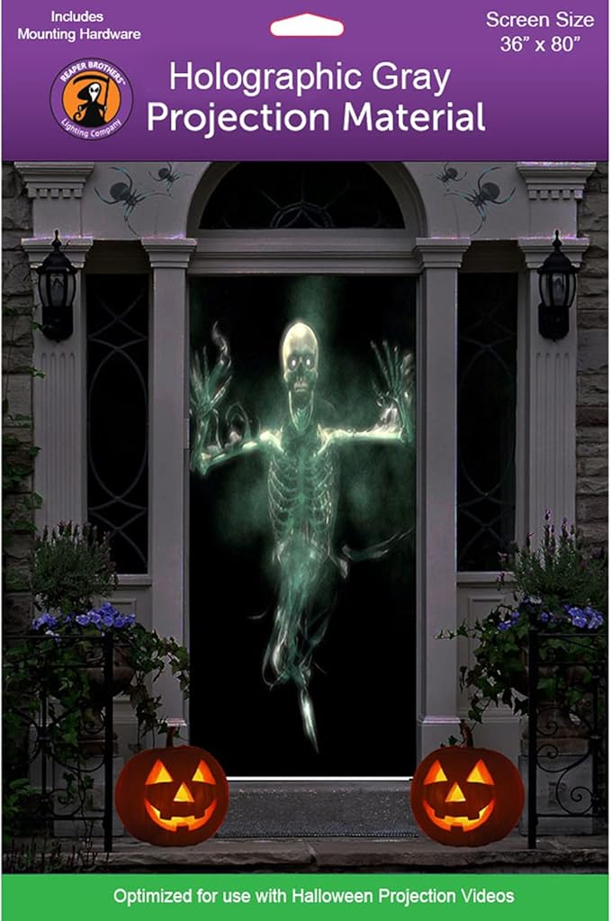 36" x 80" Gray Door Holographic Rear Projection Screen with Mounting Hardware for Projecting Halloween Videos