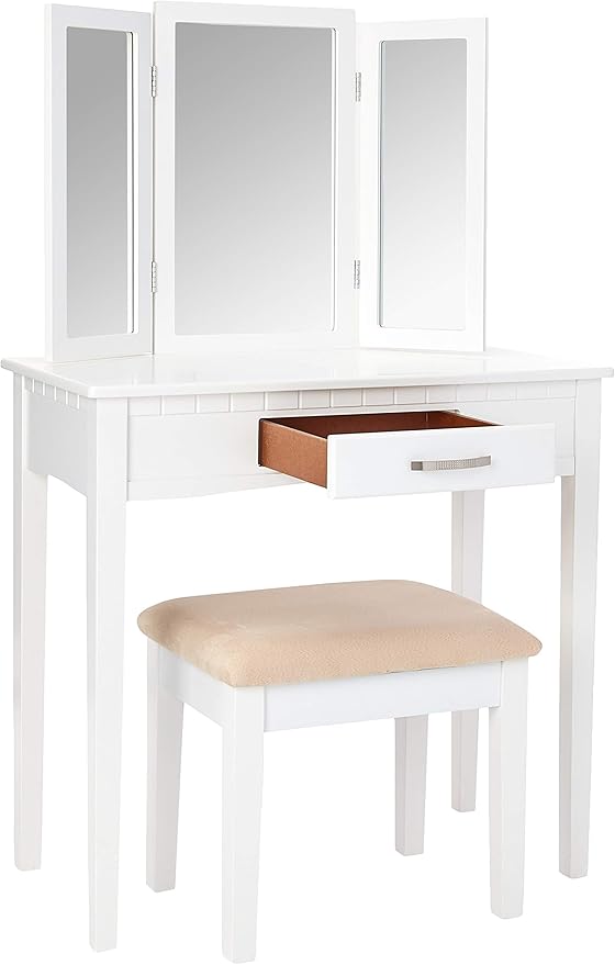 Frenchi Home Furnishing Vanity Set with Stool and Mirror