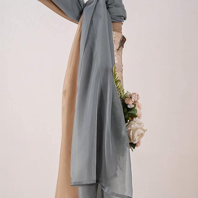 MIULEE Luxury Window Scarf Sheer Voile Elegant Topper Long Valance Solid Treatment Swags Drapes for Window Ceremony Wedding Canopy Bed 54" x 216" Dark Grey 1 Piece