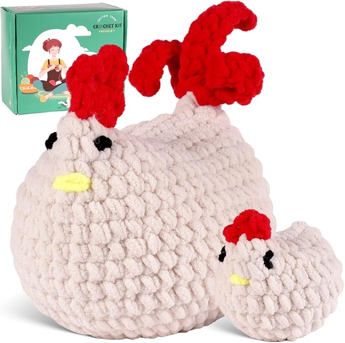 Wizardi Amigurumi DIY Crochet Kit - Hen and Chicken F07N8-M147