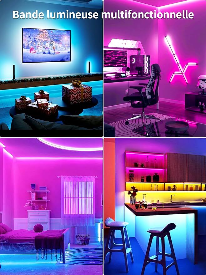 GIPOYENT Music Sync LED TV Backlight, RGB Color Changing Light Strip for 55-80 Inch TVs - Bluetooth Function, Home Theater (19.6ft)
