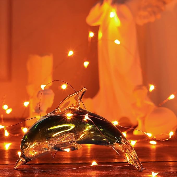 Mini Halloween Fairy Lights Battery Operate, 1 Pack Copper Wire Night Lights 3*AAA Battery Powered Led Starry Fairy String Lights for Bedroom, Christmas, Party, Decoration(5m/16ft Orange)