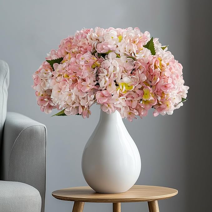 10PCS Faux Hydrangea Flower Hydrangea Artificial Flowers Hydrangea Bouquet Faux Flower Table Centerpieces for Home Wedding Bridal Bouquet Office Party DIY Floral Decor
