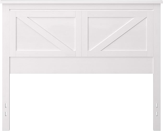 Glenwillow Home Farmhouse Style Wood Panel Headboard in Gloss White - Full Size