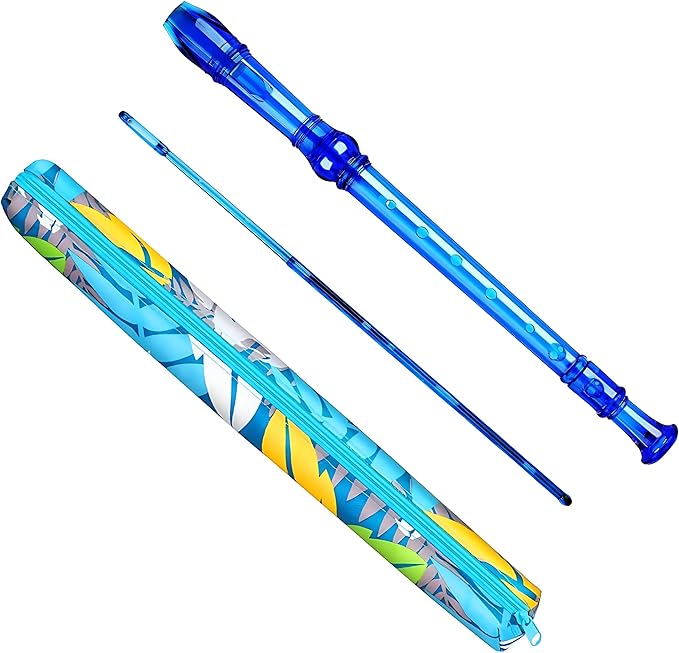 Soprano Recorder Instrument for Kids Beginners Student 8 Hole Flute German Fingering C Key Recorder Instrument 3 Piece with Cleaning Rod and Bag Fingering Chart