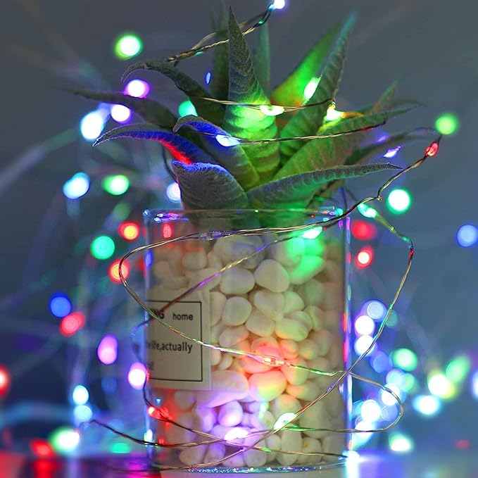 Sanniu Led Fairy Lights Battery Operated, 1 Pack Mini Battery Powered Copper Wire Starry String Lights for Christmas,Bedroom,Wedding,Parties,Patio,Indoor,Home Decoration (5m/16ft Multicolor)