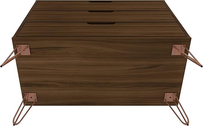 Manhattan Comfort Rockefeller 3 Drawer Dresser for Bedroom Storage, Nursery, Closet, Living Room, Entryway, TV Stand for Screens up to 32 Inches, Anti-Tip Kit Included, Set of 2, Brown