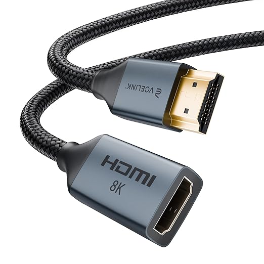 VCELINK 8K Short HDMI Extender Cable 2 FT Ideal for Tight Spaces, HDMI Extension Cable Support 8K@60Hz, 4K@120Hz/144Hz, HDCP 2.2/2.3, Compatible with Roku TV Stick, HDTV, Game Console, Laptop, 1 Pack