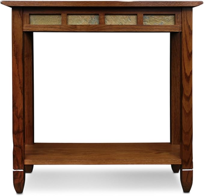 Leick Home 10059 Rustic Slate Tile Hall Console Sofa Table with Shelf, Rustic Oak