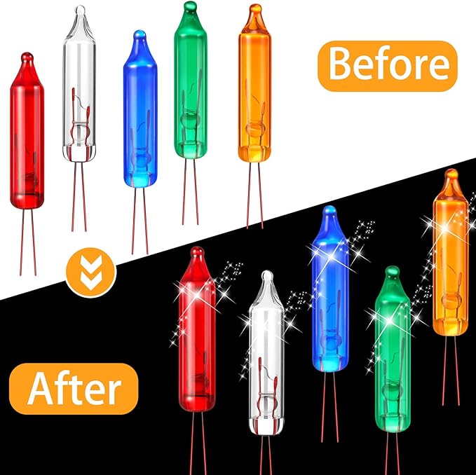 Mudder 200 Count 2.5V Christmas 50/100/150/200 Count Mini Incandescent Wire String Lights Replacement Bulbs Indoor/Outdoor Christmas Lights Decorations for Home Xmas Tree(Bright Color)