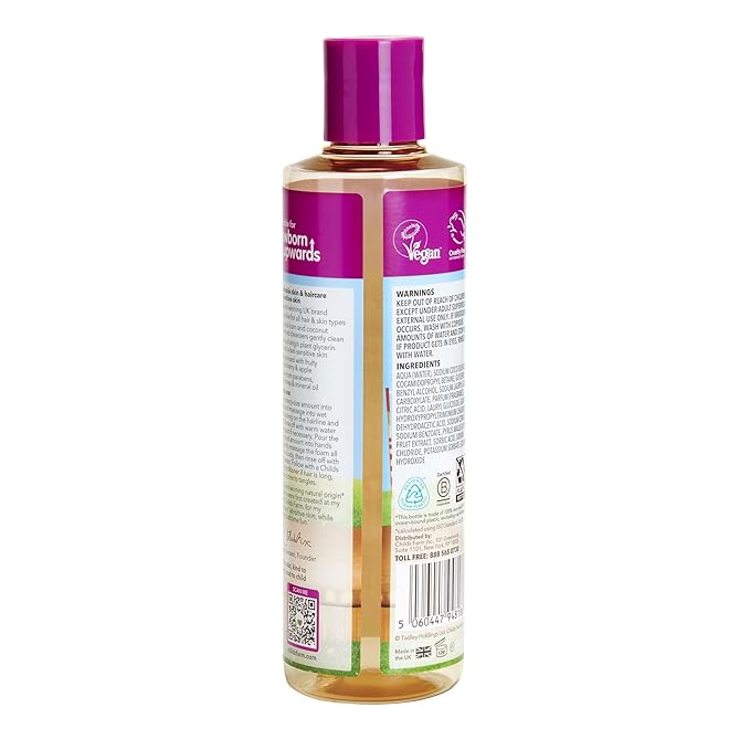 Childs Farm, Kids Hair & Body Wash for Dry, Sensitive Skin, Blackberry & Organic Apple, Gently Cleanses, Vegan, Cruelty-Free, 8.4 Fl Oz