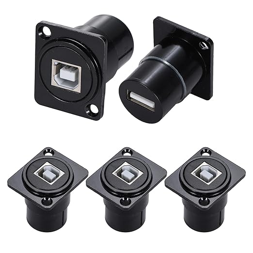 5PCS Panel Mount USB B to USB A Connector for Printer, D Type Female USB 2.0 Scanner Converter Adapter for HP, Canon, Dell, Epson, Lexmark, Xerox and More