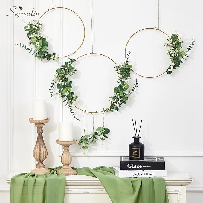 Serwalin 100 Pcs Mixed Artificial Eucalyptus Stems,Babys Breath Artificial Flowers Bulk with Faux Eucalyptus Leaves Greenery Stems for Wedding DIY Bouquets Floral Arrangement Home Decor