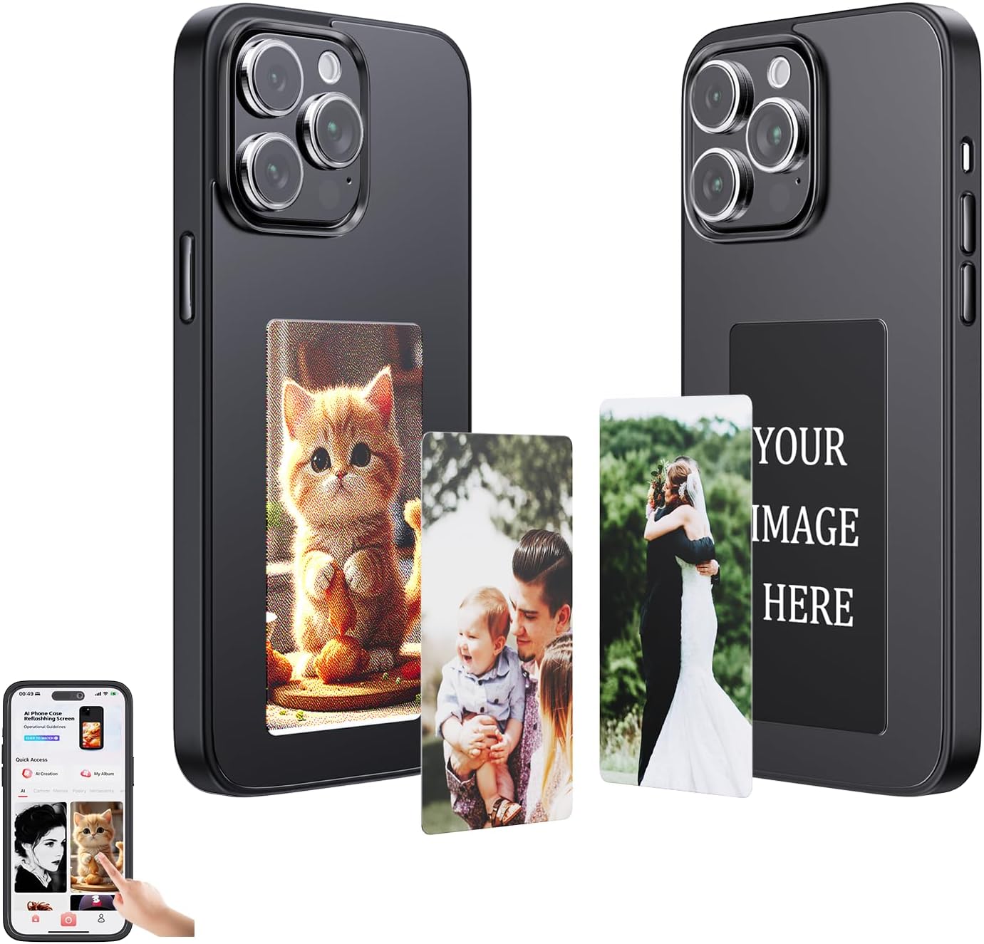 Ink Phone Case for iPhone 14 PRO MAX - Smart Picture Phone Case with APP Control, Black