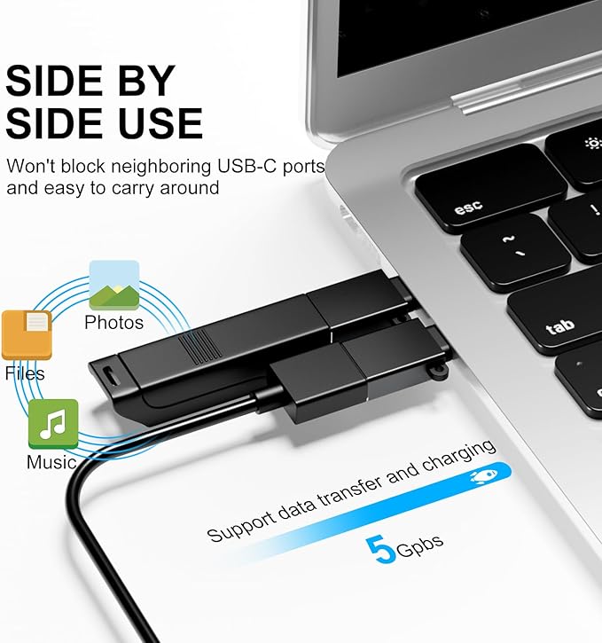 USB Type C Adapter 4 Pack,USBC to USB Adapter,Type C Adapter,USBC Male Female Data Sync Charging Cable Converter for iPhone 15,MacBook Pro,iPad,Car Play,Black