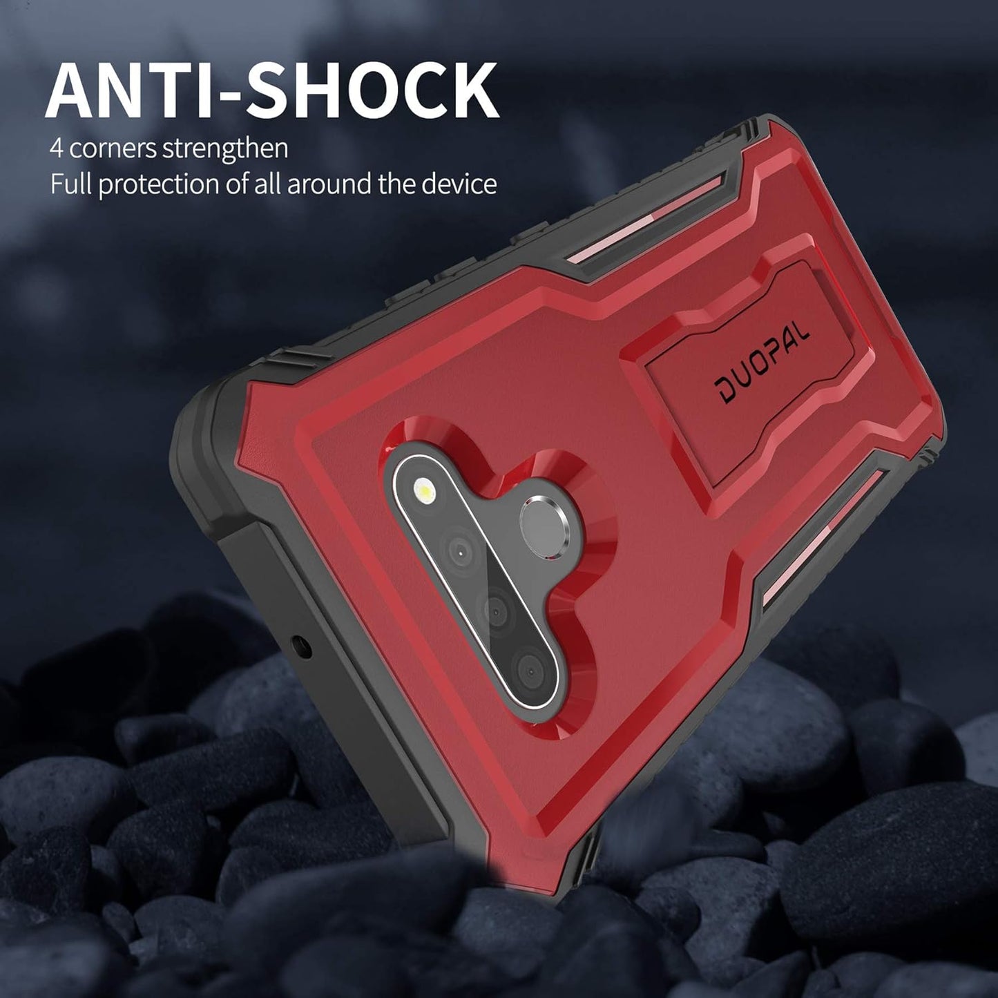 DUOPAL Case for LG Stylo 6 & LG K71, Military Grade Protection Shockproof with Tempered Glass Protector & Kickstand