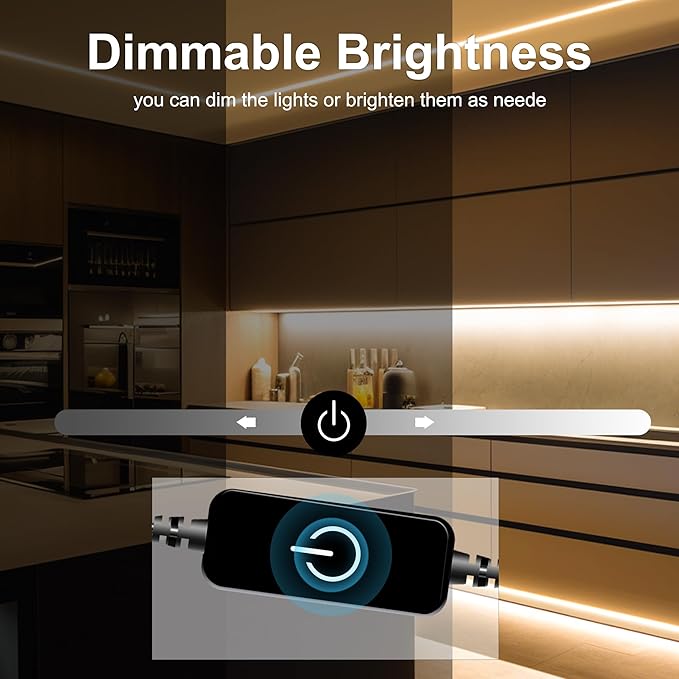 COB LED Strip,LED Strip Lights 3M/9.84ft,Touch Dimmable LED Strips,CRI90+,2700K Warm White cob led,960LEDs,24V LED Tape Lights,Indoor for Bedroom, Kitchen, TV, Mirror,Cabinet
