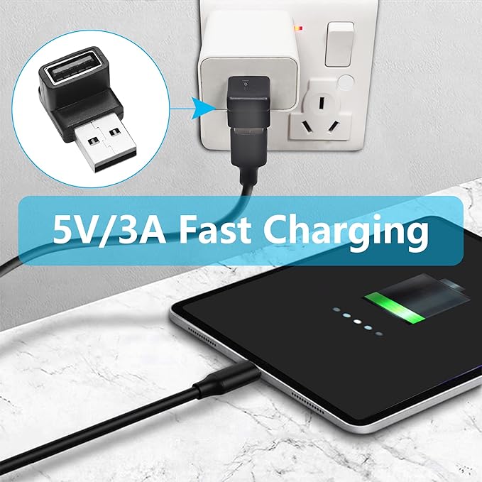 2Pcs Right Angle USB 3.2 Male to Female Adapter 10Gbps, 90 Degree USB Type A 3.1 Data Transfer Extender Connector Support 3A Fast Charging, for Computer, Laptop, Mouse, Keyboard etc - (Down Angle)