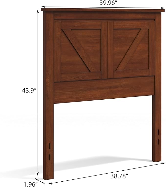 Glenwillow Home Farmhouse Style Wood Panel Headboard in Cherry - Twin Size