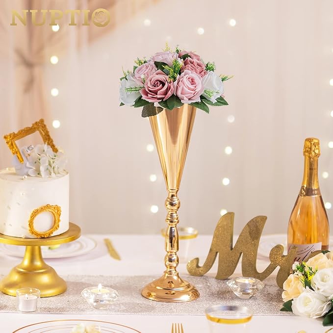 NUPTIO Flower Ball Arrangement Bouquet - 2 Pcs 9.5 inch Diameter Dusty Rose Fake Flowers Roses Balls for Centerpieces Tables - Artificial Rose Arrangements for Wedding Centerpiece Table Decorations