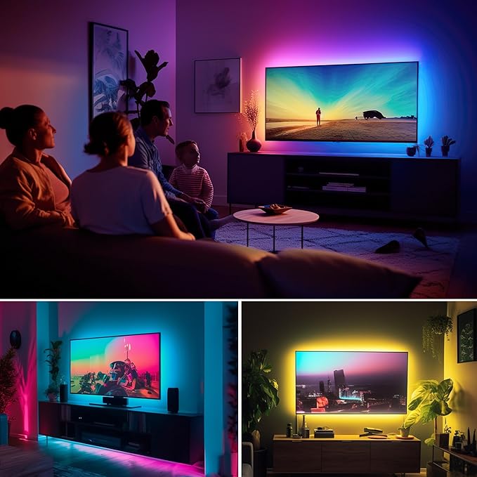 maylit ICRGB TV LED Backlight, 18ft Bluetooth LED Lights for TV 75-85in, USB Powered TV Lights Kit with Remote and App Control, Music Sync Color Change with TV Sound, Bias Lighting for HDTV Room Decor
