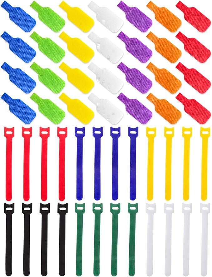 Cable Management Kit, 28 Pcs Multi-color Cable Labels and 24 Pcs Reusable Fastening Cable Ties, Cord Labels/Wire Ties For Home, Office, Desk, Cable Organizer, Cord Management
