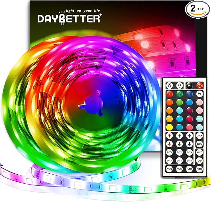 DAYBETTER Led Strip Lights 32.8ft Kit with Remote and Power Supply Color Changing