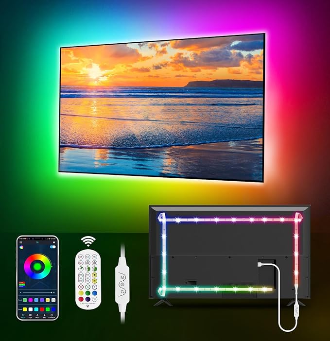 MATICOD LED Lights for TV Led Backlight, 13.1ft RGB Led Strip Lights for TV Lights Behind, USB Led Light Strip for 45-60in TV, Bluetooth APP Control Music Sync Strip Lighting for Christmas Decorations
