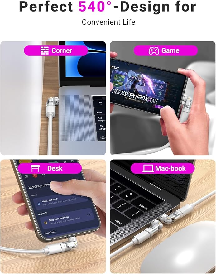 USB C Magnetic Adapter PD 240W(3Pack), 9PIN USB C 90 Degree Adapter/C Right Angle Adapter/180 Degree C Connector/Magnetic C to C for 1Phone 16/15, Ma-Book Pro/1Pad Series, Samsung Galaxy Series